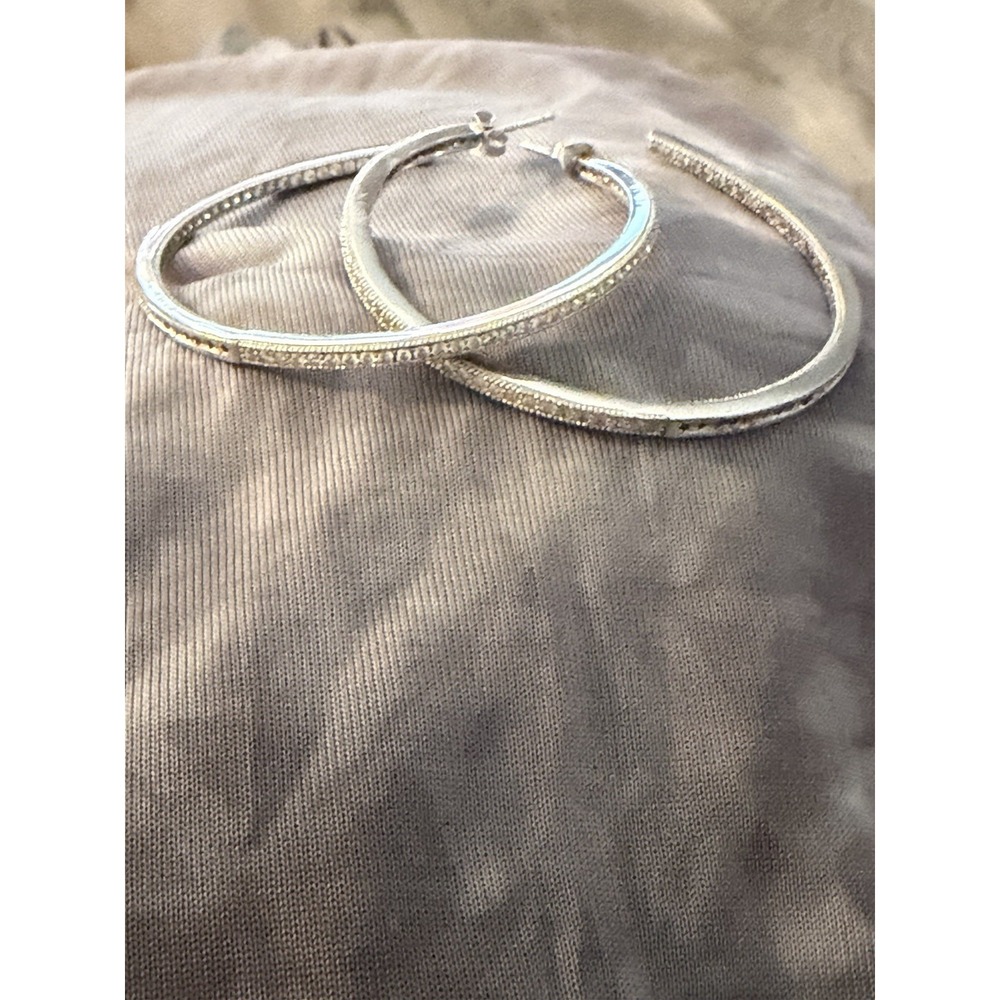 GSK 925 Gem stone king Sterling Silver 2" Hoop Earrings Hoops